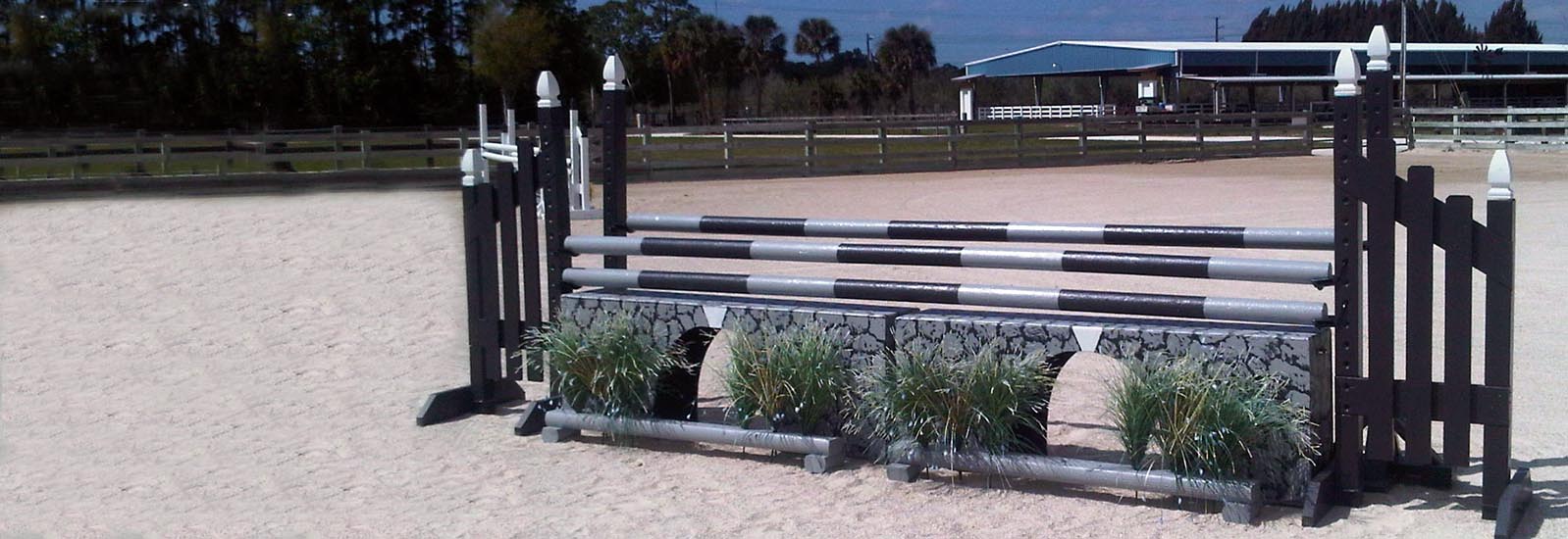 custom-designed horse jump aqueduct wall