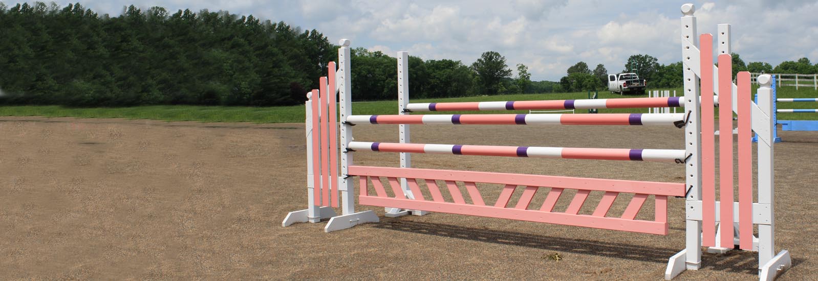 horse jump with poles, standards, and gate